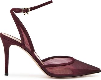 Gianvito Rossi Dorotea 85 Mesh Pumps - Burgundy
