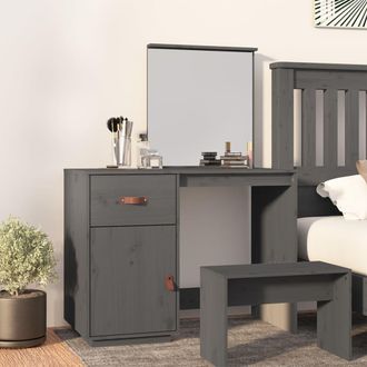 vidaXL Vidaxl - Mesa Tocador De Madera Maciza De Pino Gris 95x50x134 Cm