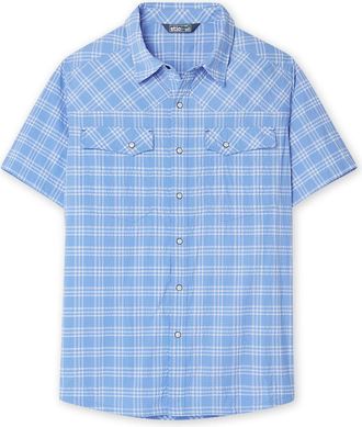 Stio | Mens Eddy Coast Shirt Short Sleeve, Size Extra Extra Extra Large in Chicory Flower Plaid