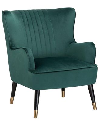 Beliani Sill&oacute;n orejero terciopelo verde esmeralda