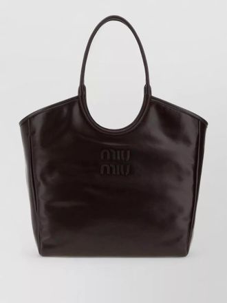 Miu Miu ivy leather shopping tote bag top handles
