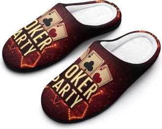 Generic Poker Party Funny Mens Cotton Slippers Soft Non-Slip Rubber Sole House Slipper Indoor Outdoor