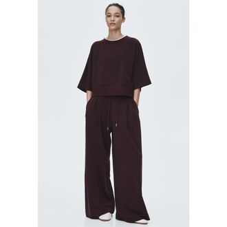 H&M Pleat-detail drawstring pants in Burgundy at Nordstrom, Size X-Small