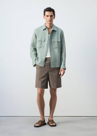 Mango Sovracamicia regular-fit 100% lino smeraldo - Uomo - XXL - MANGO MAN