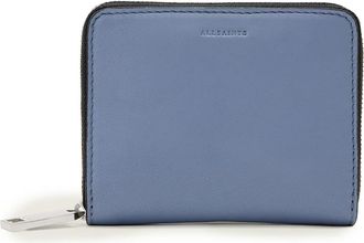 AllSaints Lena Hex Leather Zip Wallet in Sea Blue at Nordstrom