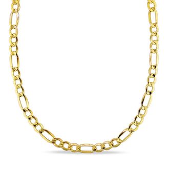 Amour Mens 7mm Figaro Link Chain Necklain in 10k Yellow Gold - 20 in
