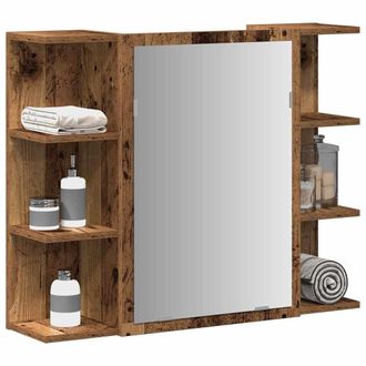 Berkfield Home Bathroom Mirror Cabinet Old Wood 80x20.5x64 cm Engineered Wood in Brown