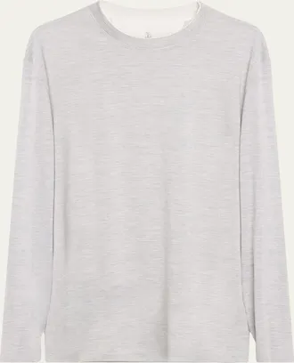 Brunello Cucinelli Mens Silk and Cotton Long-Sleeve Crewneck T-Shirt