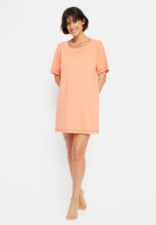 Lascana Nachthemd LSCN BY LASCANA, Damen, Gr. 32/34, N-Gr, rot (koralle), Single Jersey, Obermaterial: 50% Baumwolle, 50% Viskose, unifarben, l&auml;ssig geschnitt