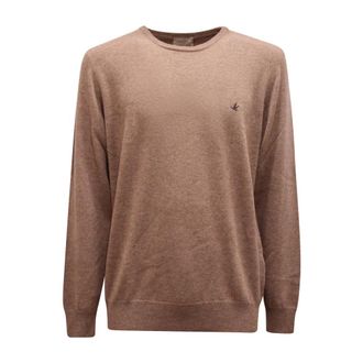 Brooksfield Round-neck Knitwear, male, Brown, 2XL, Wool Jumper
