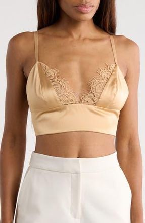 L'agence Ginger Lace Trim Silk Bralette in Latte at Nordstrom Rack, Size Xx-Small