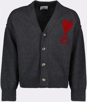 Ami Truien & Vesten, Heren, Grijs, M, Hart Vriend Cardigan Unisex