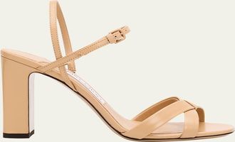 Jimmy Choo London Elsy 85 Leather Block-Heel Sandals