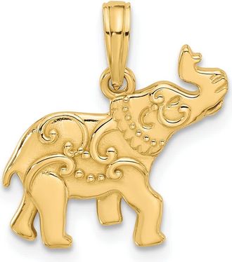Diamond2Deal 14k Yellow Gold Polished Fancy Elephant Charm Pendant