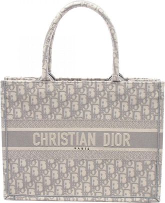 Dior Gray Canvas Handbag Tote Bag (Pre-Owned)
