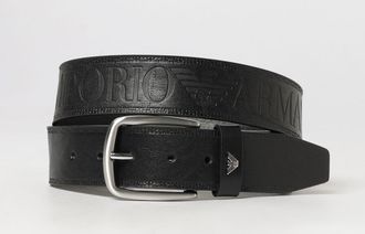 Emporio Armani Cintura in pelle bovina con logo impresso e fibbia ad ardiglione