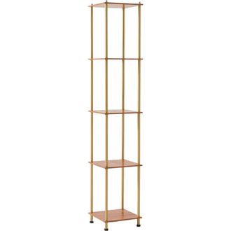 Brightech Aria 63 Touch LED Wood Shelf Floor Lamp with Wireless Charging Pad in Antique Brass at Nordstrom