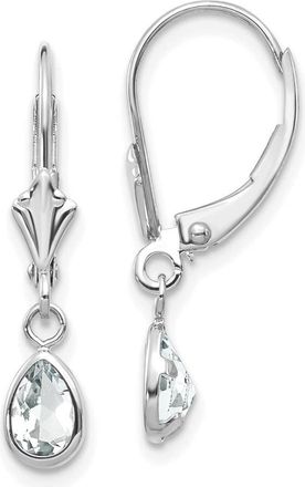 Diamond2Deal 14k White Gold 6x4mm White Topaz/April Earrings