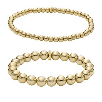 Fossil Womens Gold-Tone Brass Beaded Bracelet Gift Set