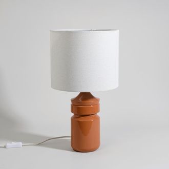Maisons du monde L&aacute;mpara de acero marr&oacute;n con pantalla de tela crema