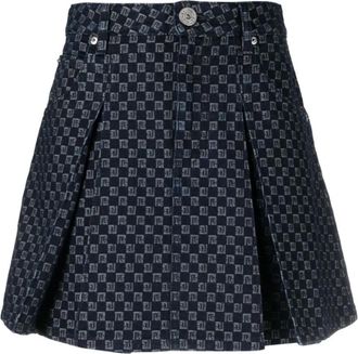 Balmain Blauwe Katoenen Rok met Triple Loop - Dames - Korte rokken - Blauw - M - Katoen - Rokken