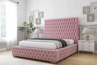 Comfort Beds Ambassador Plush Bed Frame With Mattress-50 Upholstered in Pink | Size: Single