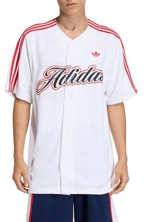 adidas Summer League Varsity Baseball Jersey in White/Better Scarlet/ at Nordstrom, Size Xx-Large R