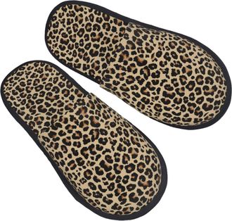 Generic House Slipper Leopard Print Comfortable Womens Slippers Fluffy Plush Womens Slippers Indoor Family M
