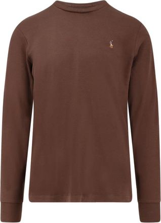 Polo Ralph Lauren Multicolor Logo Geborduurde T-shirts en Polos - Heren - Longsleeves - Bruin - XL - Katoen - Tops