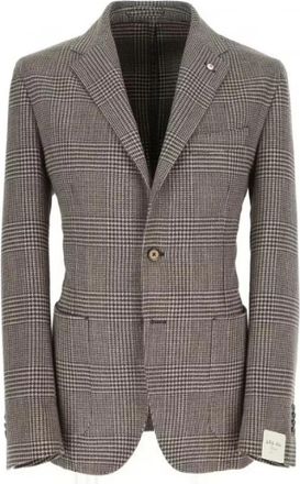 Lubiam Prins van Wales Katoenen Jas - Heren - Blazers - Grijs - 2XL - Katoen - Jassen