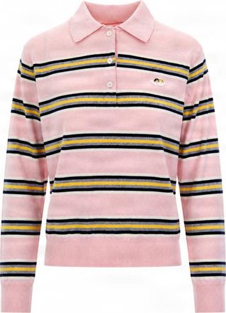 Fiorucci Pink Striped Ribbed Merino Wool Polo Shirt