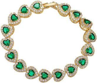 Eyecandy LA Eye Candy La Cz Green Heart Tennis Bracelet