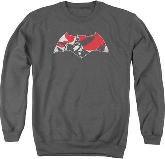 Gildan Batman V Superman Armor Splatter Logo Adult Crewneck Sweatshirt