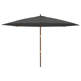 Berkfield Home Durable Garden Parasol with Wooden Pole Anthracite 400x273 cm in Dark Grey