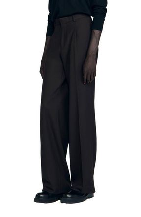 Sandro Virgin Wool Classic-Fit Trousers in Chocolate at Nordstrom, Size 42 Eu