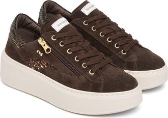 Nero Giardini Platform Side Zip Sneaker in Chocolate at Nordstrom, Size 39