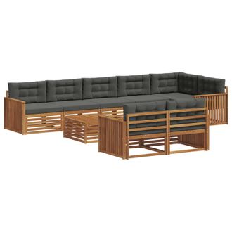 vidaXL Conjunto De Sof&aacute;s De Exterior 9 Pcs Natural Y Antracita Vidaxl