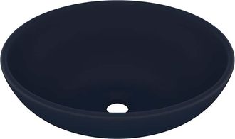 vidaXL Vidaxl - Lavabo De Lujo Ovalado Cer&aacute;mica Azul Oscuro Mate 40x33 Cm