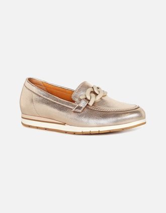 Gabor Womens Bea Womens Loafers - Gold - Size: 6.5