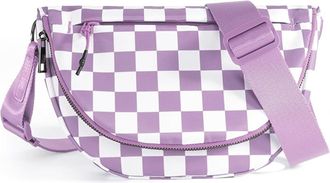 Generic Checkered Crossbody Bags for Women and Girls, Durable Strap Roomy Versatile Mom-Friendly Diaper Bag Bum Handbag with Multiple Pockets (Purple Checkere