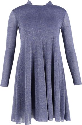 Max Mara Long Sleeve Mini Dress in Purple Polyester