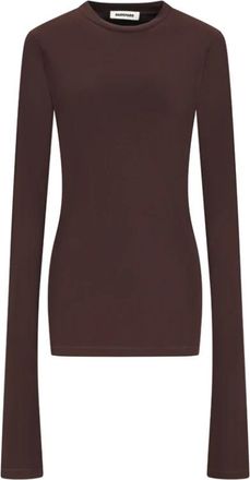 Darkpark Camren Slim-fit Top met Lange Mouwen en Ronde Hals - Dames - Longsleeves - Bruin - L - Polyester - Tops