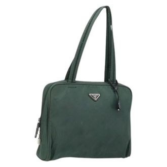 Prada Pre-owned Handbags, female, Green, Size: ONE SIZE Pre-owned Vintage Nylon Tote Bag