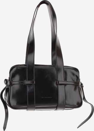Dries Van Noten Womens Shoulder Bag Glossy Leather Dark Brown