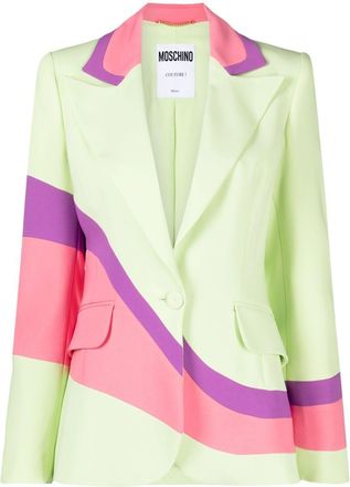 Moschino colour-block single-breasted blazer - women - Acetate/Viscose/Elastane/Silk - 40 - Green