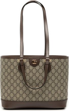 Gucci Brown Gg Supreme Leather Tote Bag (Pre-Owned)