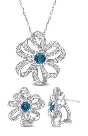Delmar London Blue Topaz & White Topaz Statement Stud Earrings at Nordstrom Rack