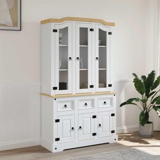 vidaXL Vidaxl - Aparador Corona Madera Maciza Pino Mexicano Blanco 112x43x196cm