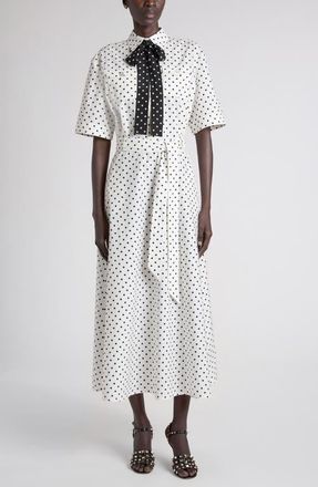 Valentino Garavani Polka Dot Cotton Poplin Shirtdress in White/black at Nordstrom, Size 44