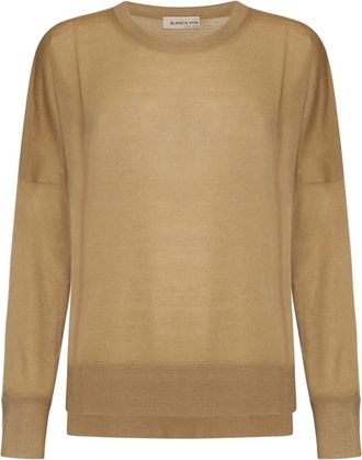 Blanca Vita Kameel Trui voor Vrouwen - Dames - Ronde hals truien - Bruin - 2XS - Truien & Vesten